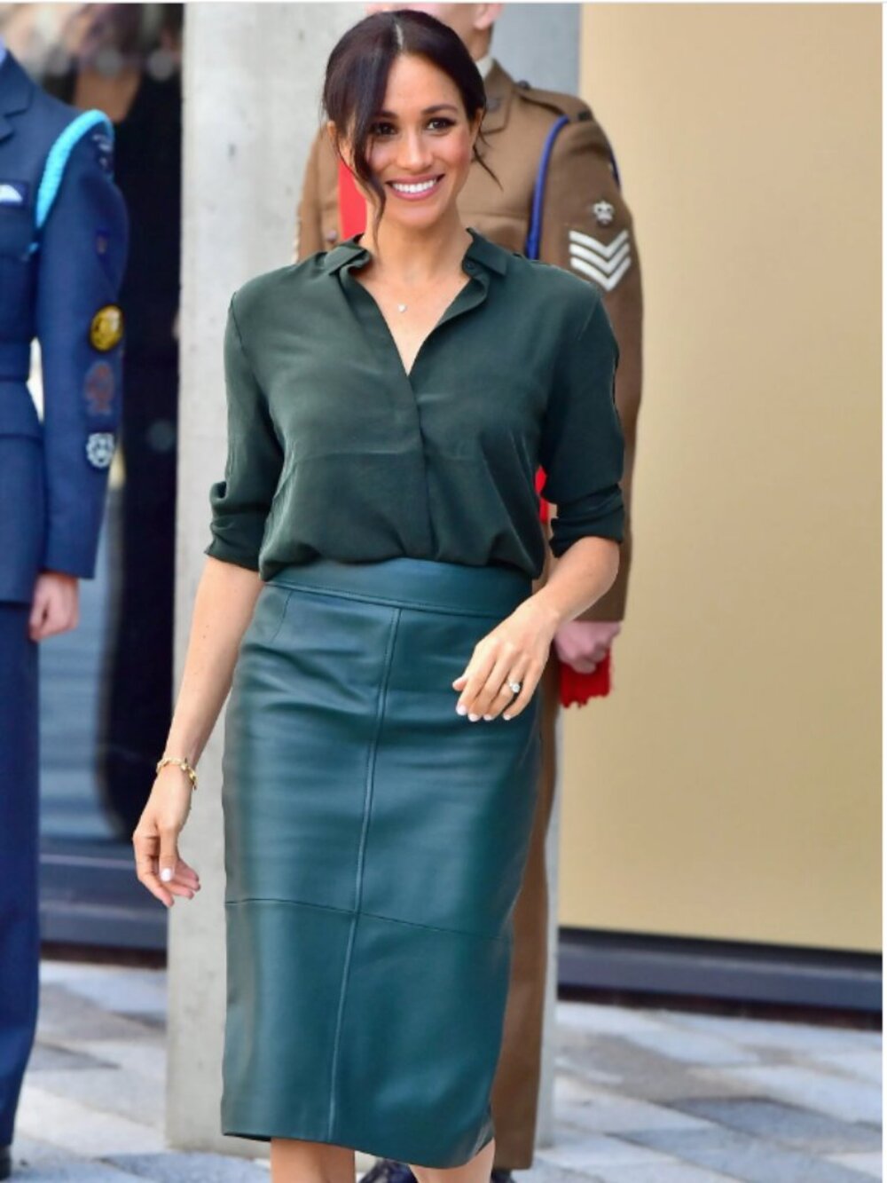 Hugo Boss Green Leather Pencil Skirt NWT